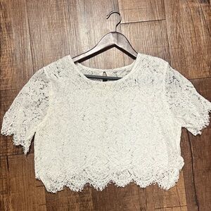 White Lace Women's Crop Top - Small